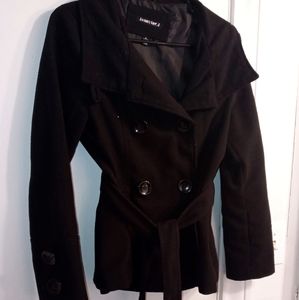 Black wool medium pea coat